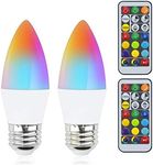 Bonlux E27 LED Colour Changing Light Bulbs, with Remote Control, 5W RGB Candle Bulbs with Memory & Timing Function for Home/Party/KTV, Pack of 2