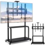 TANGZON Mobile TV Stand on Wheels, Adjustable Rolling Shelf Floor Cart for 32"-80" LED LCD OLED Flat & Curved Screen TVs, Media Console TV Trolley with Camera Shelf & AV Shelves Max VESA 900 X 600 mm