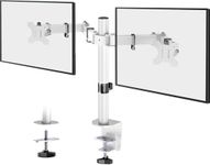 Dual Monitor Arm White - Dual Monitor Desk Mount for Computer Monitors, VESA Monitor Arm Height Adjustable for 2 LCD 13-32" Gaming Screens, Arm Mount 75mm/100mm C-Clamp & Grommet 2-Way Assembling