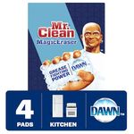 Mr. Clean Magic Erasers with Dawn, Bathroom, Shower, and Oven Cleaner, Cleaning Pads with Durafoam, 4 Count
