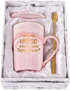 Gifts for Nurses - I'm a Nurse, What's Your SuperPower - Nurse Week Gifts for Women - Nurse Coffee Mug - Nurse Practitioner Gifts - 14Oz Pink Marble Mug with Gift Box Spoon Coaster