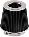 RYANSTAR Universal Clamp-On Air Filter Three Different Size 76MM 89MM 102MM High Flow Round Tapered Cone Closed-Top Cool Air Filter Cleaner Fit Compatible with car and Motorcycle Black