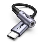 UGREEN USB-C to 3.5mm M/F Cable Aluminum Shell with Braided 10cm (Space Gray)