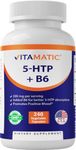 Vitamatic 5-HTP 200mg with B6 5mg Per Serving - 240 Vegetarian Capsules (5-Hydroxytryptophan) - (Griffonia Simplicifolia Seed Extract)