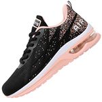 QAUPPE Womens Fashion Lightweight Air Sports Walking Sneakers Breathable Gym Jogging Running Tennis Shoes (Peachblack US 9 B(M)