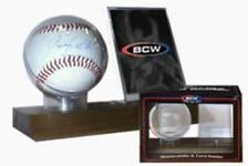 Lot of 3 BCW Real Walnut Wood Base Baseball and Trading Card Displays holders