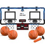 HYES 2 Player Basketball Game, Dual Shot Over The Door Mini Basketball Hoop Indoor with Scoreboard, Basketball Toy Gifts for Kids Boys Girls Adults, Suit for Bedroom/Office/Outdoor/Pool, Blue