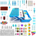 YOQXHY 387 Pcs Cake Decorating Kit Piping Bags and Tips Set,with 64 Icing Tips,102 Pastry Bags,5 Couplers,Cake Spatulas,More Cupcake Cookie Decoration Tools,Toolbox, (Blue)