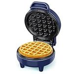 SNAILAR Mini Waffle Maker, 550W Waffle Iron, Ready Indicator Light, Non Stick Coating, Cool Touch Handle, Compact Size, Blue