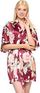 Turquaz Women's Bride Bridesmaids Robe - Satin Kimono Robes for Wedding & Bridal Party Silk Like Lightweight Robes for Women