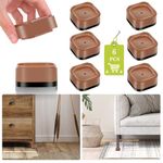 Yookwutar 6 Pack Furniture Risers 1 Inch, Adjustable Bed Risers Heavy Duty for Table Desk Couch Chair Sofa Cabinet Bed Legs Dorm, Square Stackable Bed Raisers Blocks Lift Height 1", 2" or 3", Brown