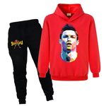 Xpialong Ronaldo Football Kit for Kids Football Hoodie+Pants Cotton Tracksuit Set (Red,7-8 Years,7 Years,8 Years)