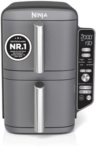 Ninja Double Stack XL Air Fryer Heißluftfritteuse, 9,5L Airfryer, Doppelkorb-Heißluftfritteuse mit 4 Kochstufen, 2 Körben, 2 Rosten, platzsparendes Design, 6 Kochfunktionen, 8 Portionen, Grau SL400EU