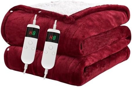 Heated Blanket Electric King, 100"x90" Soft Flannel Heating Blanket with 8 Hours Auto Off 10 Fast Heating Levels Machine Washable Sherpa Heated Throw Blanket with Overheating Protection