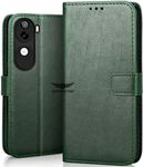 SHINESTAR iQOO Z9s 5G Flip Back Cover | PU Leather Flip Cover Wallet Case with TPU Silicone Case Back Cover for iQOO Z9s 5G - Unique Green