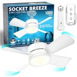 Socket Fan Light AS SEEN ON TV – Ceiling Fan with Lights and Remote, Ceiling Fan with Lights for Bedroom, Ventilateur Plafond, Screws into Light Socket, Ceiling Fans with 3 Light/Fan Modes