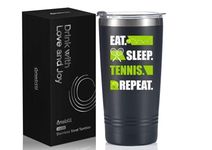 Onebttl Tennis Gifts for Tennis Lovers, Tennis Themed 20 oz Stainless Steel Tumbler, Birthday Gifts for Tennis Players, Tennis Coach, Men, Women - Eat Sleep Tennis Repeat