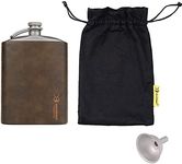 SILVERANT Titanium Flask Ultralight 7.74fl oz/220ml Hip Flask Canteen, Lightweight Compact Outdoor Camping Flask, Limited Edition With Leather Case & Funnel