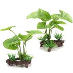 2 Pcs Fish Tank Decor Aquarium Decorations Green Lifelike Plastic Artificial Plant Betta Leaf Hammock Landscaping Ornaments, Underwater Aquatic Water Grass Waterweed Decor Goldfish Fish Hides