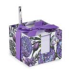 Vera Bradley Holiday Note Cube with Black Ink Pen, 3.75" x 3.75" with 400 Sheets (Lavender Meadow)