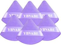 YBVABE Triangle Powder Puff Makeup Sponge,6 Pcs Ultra Soft Made of Cotton Velour With Strap,Designed for Contouring,Under Eyes And Corners,Beauty Blender Foundation Blending Container (Purple)