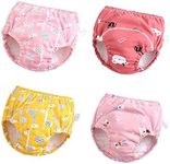 U0U Baby Girls'4 Pack Cotton Training Pants Toddler Potty Training Underwear for Boys and Girls Pink 2T