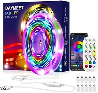 Daymeet LED Strip Lights, Chasing Effect 10M RGB Dream Color USB Led Strip Lights Color Changing Lights Bluetooth Music Sync with Remote App Control Non-Waterproof Rainbow Led Light Strip for Bedroom