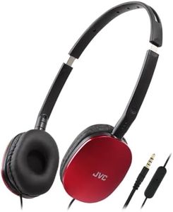 JVC HA-S160M-R-U Casque Plat Pliable et Compact - Couleur Brillante - avec Interrupteur Marche/arrêt pour Microphone - Idéal pour Le télétravail et Les réunions en Ligne (Rouge)