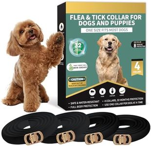 Puyrzoe 4 PCS Flea and Tick Collar for Dogs, 32 Months Protection Waterproof & Adjustable Dog Treatment Collar, Flea and Tick Prevention for Dogs & Puppies (Black)