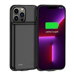 MIGAFEI Battery Case for iPhone 13 Pro Max, 8500mAh Portable Backup Power Bank Protective Charging Case Rechargeable Extended Battery Charger Cases Compatible with iPhone 13 Pro Max（Black）…