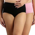 Morph | Panties for Pregnant Women | with High Waist | Over The Belly Fit | Full Back Coverage | Pregnancy & Post Delivery | Pack of 2 | Black & Light Pink | S