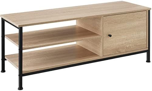 TecTake - Mueble bajo para televisor Durban 110x40x45.5cm. Mesa para Televisión. Estilo Industrial. Soporte para TV. Mobiliario Interior Minimalista (Madera Industrial Clara. Roble Sonoma)