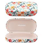 molshine Hard Shell Leather Sunglasses Case,Classic Large Glasses Case for Women Men,Sunglass Eyeglasses (White Flower)