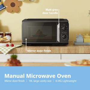 COMFEE' 19L Mini Microwave Oven – Black Mirror, 700W, Quick Defrost