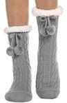 Fuzzy Socks for Women Slipper Fluffy Cozy Cabin Winter Warm Soft Fleece Comfy Thick Stocking Stuffers Christmas Gifts for Womens Grips Non Slip Socks (Grey)