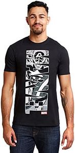 Marvel Captain America Vertical Camiseta, Negro, L para Hombre