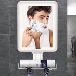 Heated Shower Mirror Fogless for Shaving, Lighted Shower Mirror 3 Color Dimming Shower Shaving Mirror, 9.2*8inch Anti-Fog Shower Mirror with Lights, Wall-Mounted Large Shaving Mirror with Razor Holder