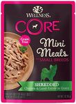 Wellness CORE Natural Grain Free Small Breed Mini Meals Wet Dog Food, Shredded Chicken & Lamb Entrée in Gravy, 3-Ounce Pouch (Pack of 12)