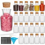 24 Pack 5oz Glass Spice Jars, 150ml Clear Glass Bottle Jars with Cork Lids, Reusable Storage Containers for Tea, Herbs, Spices, Seasonings, Party Favors, Candies or Craft & Gifts