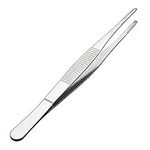 Sourcingmap 1 Pcs 6.3-Inch 430 Stainless Steel Straight Blunt Tweezers with Serrated Tip Daily Garden Tool