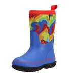 CNSBOR Kid Boot Waterproof Insulated Rubber Boys Rain Boots with Easy On boys for Youth Toddlers