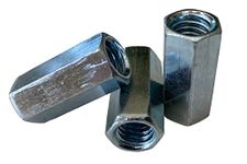 Hex Rod Coupling Nuts 1/4-20 x 7/8 Length Threaded Rod connectors zinc Coupler (6)