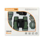 Carson AdventurePak Containing 30mm Kids Field Binoculars, Lensatic Compass, Flashlight and Signal Whistle with a Buit-in Thermometer (HU-401)