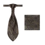 Epoint Men's Fashion Pre-tied Cravats Paisley Wedding Ascot Ties, Hanky Set With Box, Flavescent,black,midnight Blue-c.b.aq.s.032, Extra Long