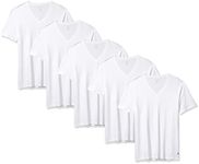 Nautica Men's Cotton V-Neck T-Shirt-Multipack, White- 5 Pack, X-Large