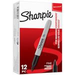 Sharpie Permanent Markers | Fine Point for Bold Details | Black Ink | 12 Count Marker Pens