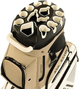 ASK ECHO 2024 T-Lock Golf Cart Bag with 14 Way Organizer Divider Top, Premium Cart Bag with Handles and Rain Cover, for Men (Toasted Almond)