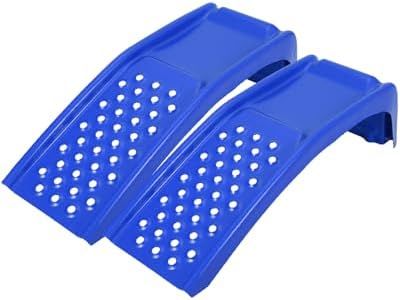 8" Lift Solid Steel Car Ramp 8000 Lbs Capacity, 2000 Lbs Per Ramps, Heavy Duty Truck Ramps for Car Repair or Vehicle Maintenance, 2 Pack Car Ramps, Blue