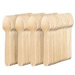 MATANA - 200 Wooden Spoons - Disposable Wooden Spoon Set for BBQs, Picnics & More - Plastic Spoon Alternative, Wooden Cutlery for Outdoor Dining - Wooden Spoon Set