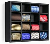 B4Life Tie Rack Wall Mounted Tie Box,Tie Organizer Tie Display Racks for Wall, Bamboo Tie Storage Tie Organizer for Men Tie Holder Wall Mount(Storage 16 Ties) (Black)